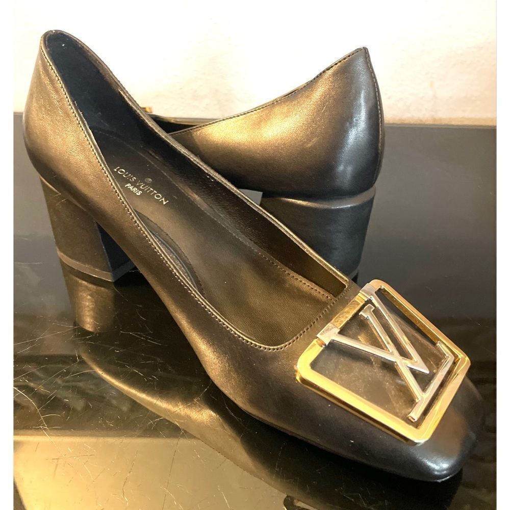 louis vuitton madeleine pump new black leather women’s shoes size 36/6 medium - Picture 3 of 15